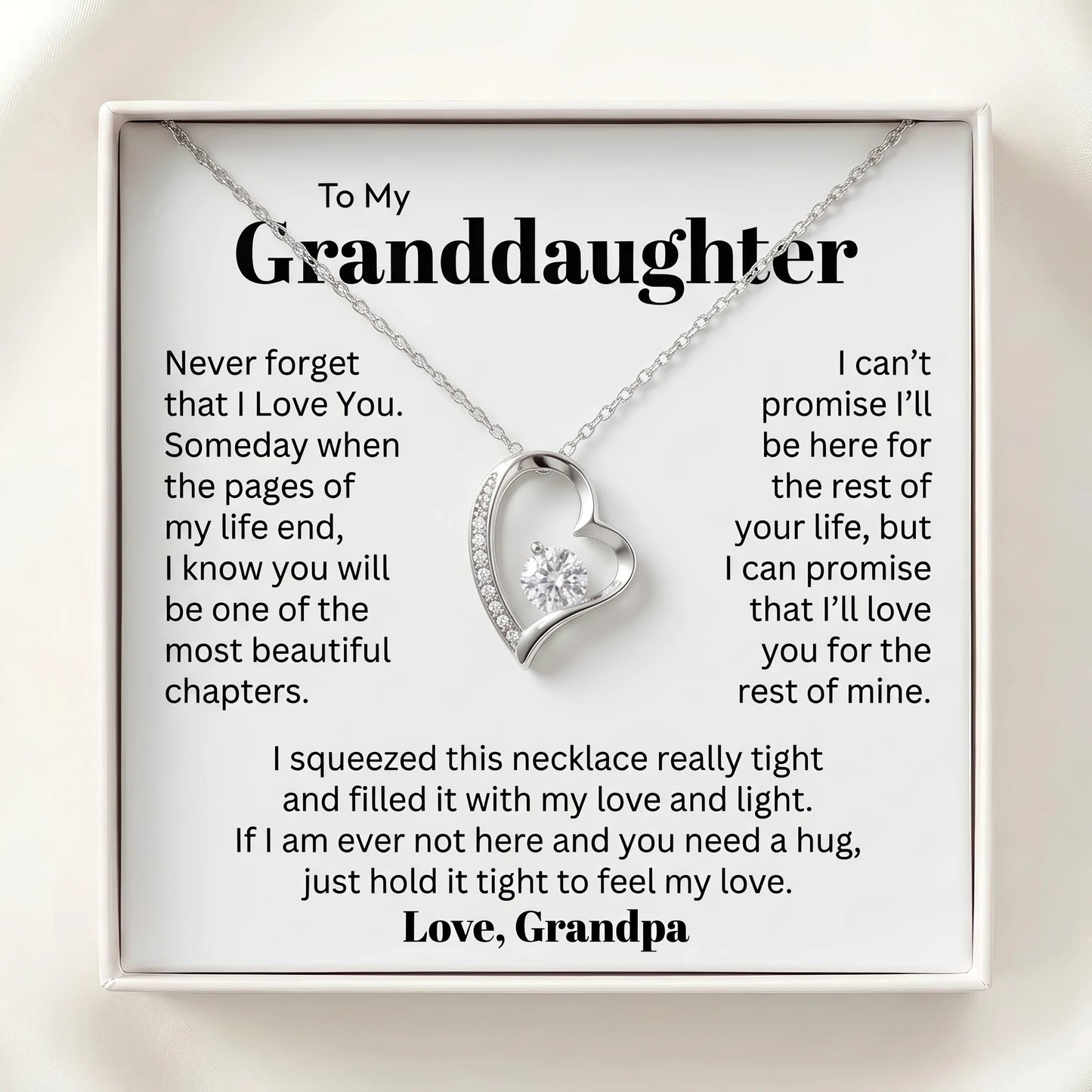 "To My Granddaughter, Hold It Tight to Feel My Love" Forever Love Necklace – Meaningful Gift from Grandpa - The Love Sparkle