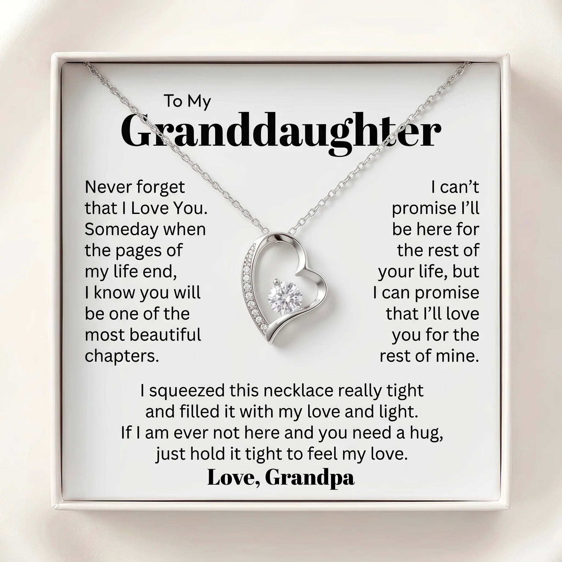 "To My Granddaughter, Hold It Tight to Feel My Love" Forever Love Necklace – Meaningful Gift from Grandpa - The Love Sparkle