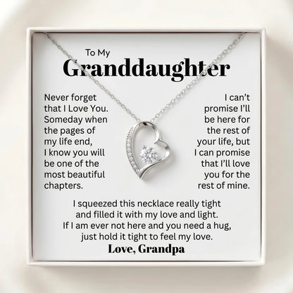 "To My Granddaughter, Hold It Tight to Feel My Love" Forever Love Necklace – Meaningful Gift from Grandpa - The Love Sparkle
