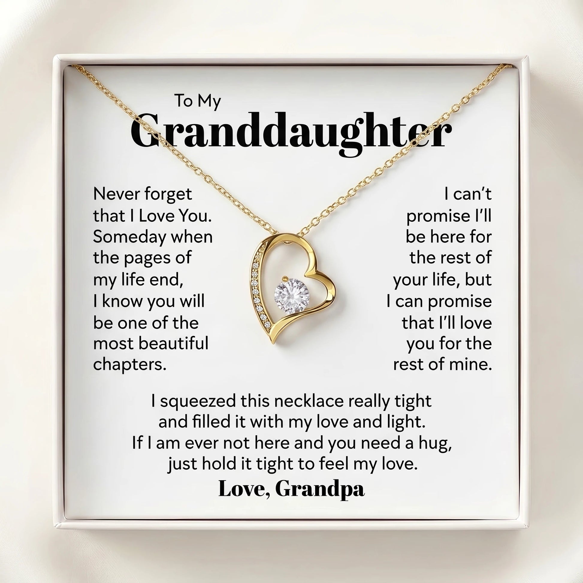 "To My Granddaughter, Hold It Tight to Feel My Love" Forever Love Necklace – Meaningful Gift from Grandpa - The Love Sparkle