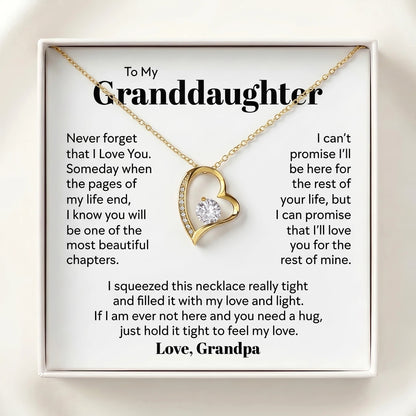 "To My Granddaughter, Hold It Tight to Feel My Love" Forever Love Necklace – Meaningful Gift from Grandpa - The Love Sparkle