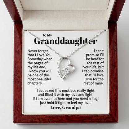 "To My Granddaughter, Hold It Tight to Feel My Love" Forever Love Necklace – Meaningful Gift from Grandpa - The Love Sparkle