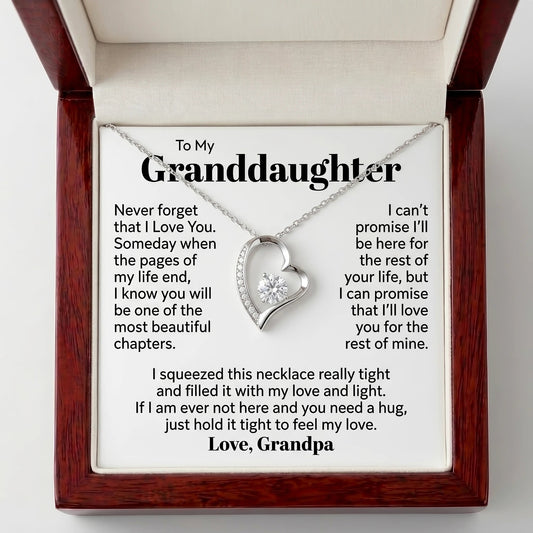 "To My Granddaughter, Hold It Tight to Feel My Love" Forever Love Necklace – Meaningful Gift from Grandpa - The Love Sparkle