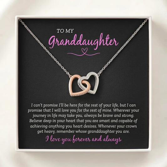 "To My Granddaughter" Interlocking Hearts Necklace – Brave, Strong & Loved Forever and Always - The Love Sparkle