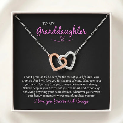 "To My Granddaughter" Interlocking Hearts Necklace – Brave, Strong & Loved Forever and Always - The Love Sparkle