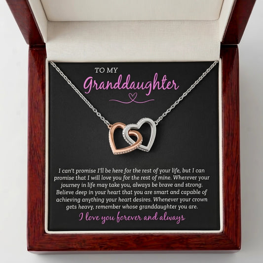 "To My Granddaughter" Interlocking Hearts Necklace – Brave, Strong & Loved Forever and Always - The Love Sparkle
