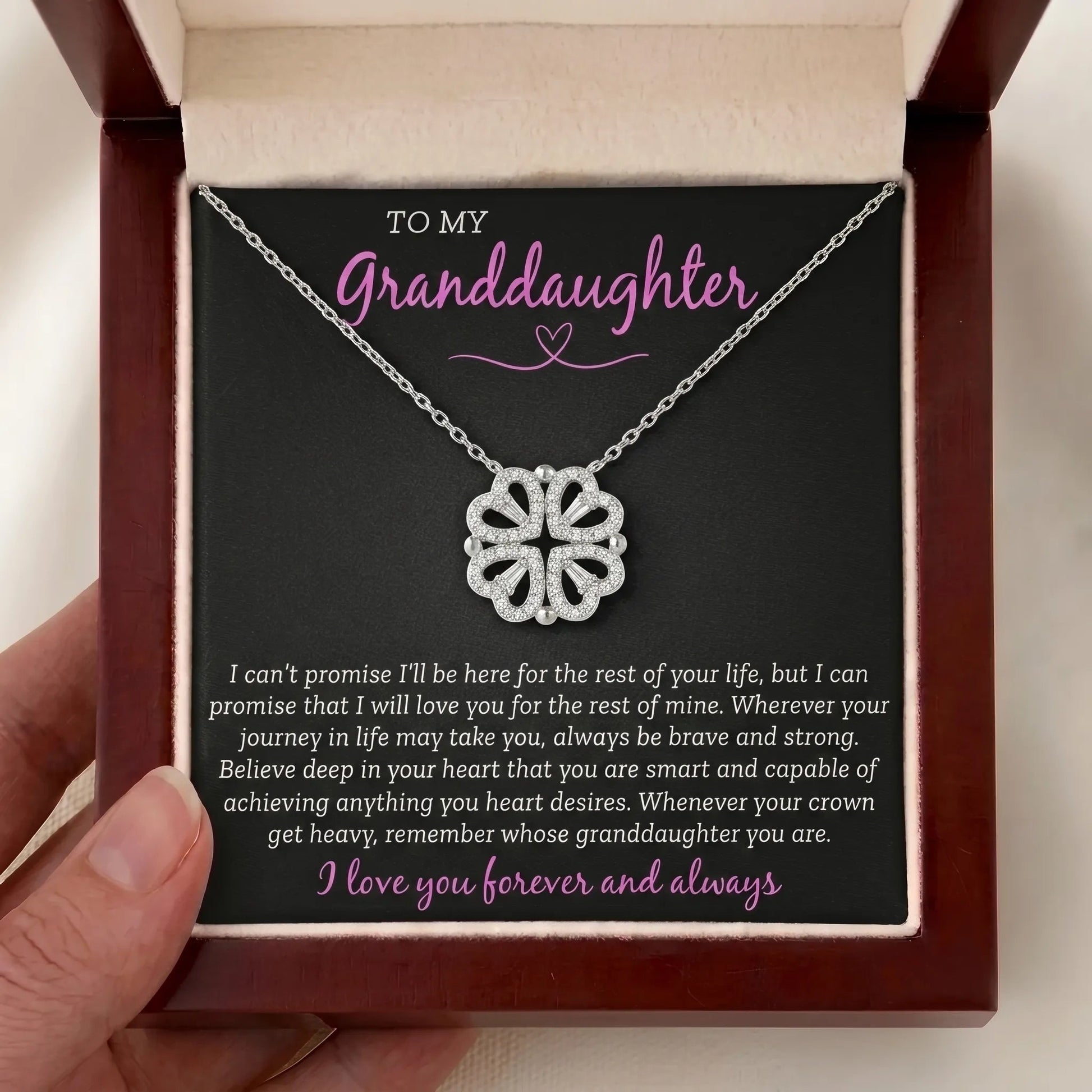 To My Granddaughter Magnetic Folding Heart Necklace - Inspirational Jewelry Gift - The Love Sparkle