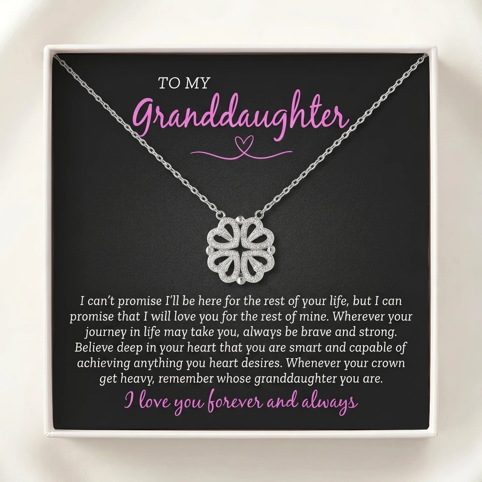 To My Granddaughter Magnetic Folding Heart Necklace - Inspirational Jewelry Gift - The Love Sparkle