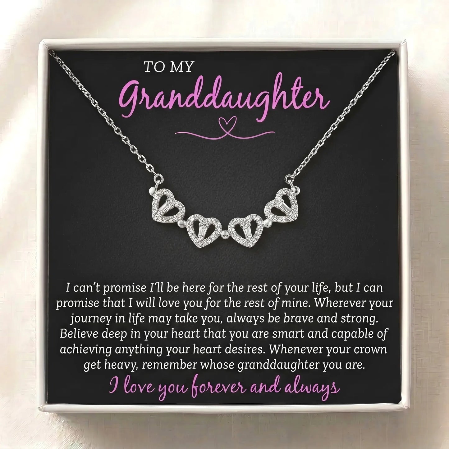 To My Granddaughter Magnetic Folding Heart Necklace - Inspirational Jewelry Gift - The Love Sparkle