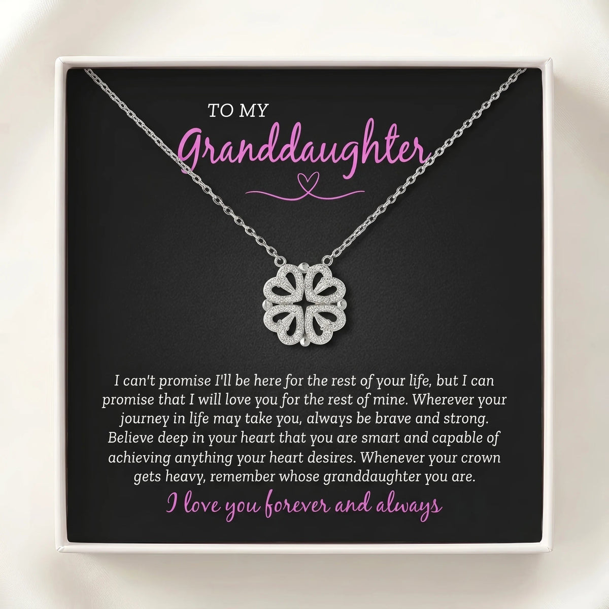 To My Granddaughter Magnetic Folding Heart Necklace - Inspirational Jewelry Gift - The Love Sparkle
