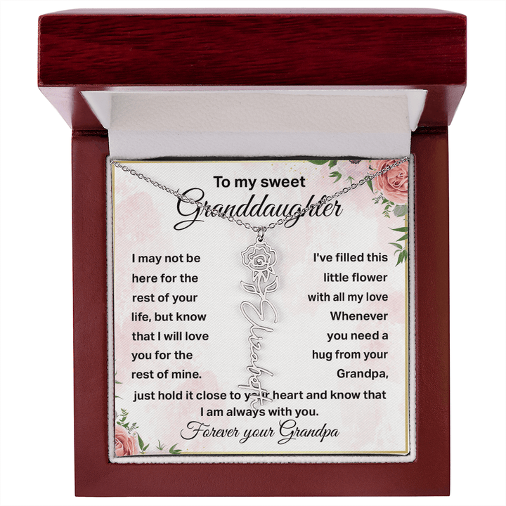 To My Granddaughter - Personalized Birth Flower Name Necklace - The Love Sparkle