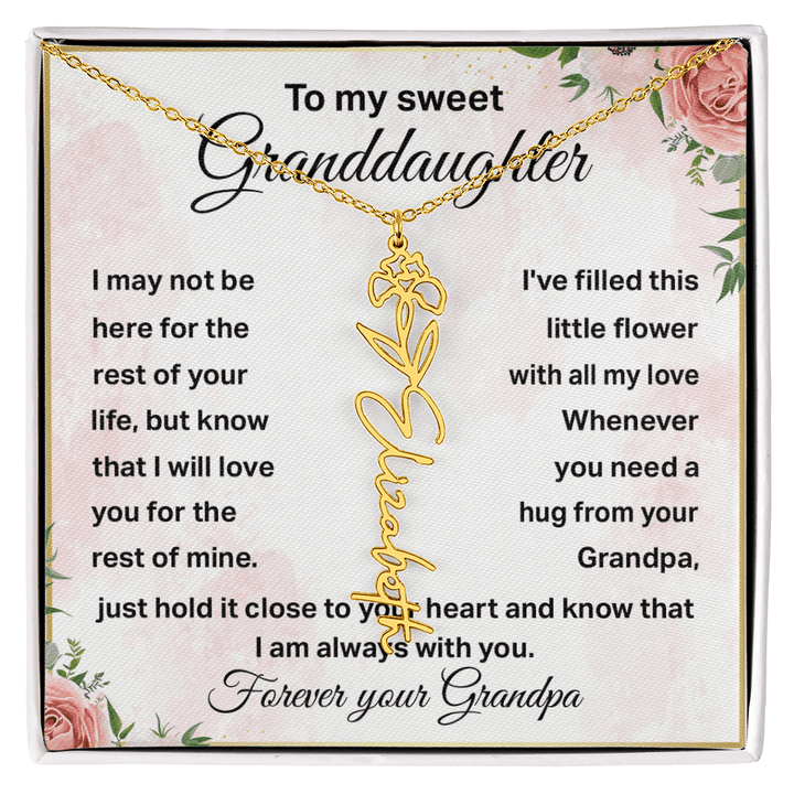 To My Granddaughter - Personalized Birth Flower Name Necklace - The Love Sparkle