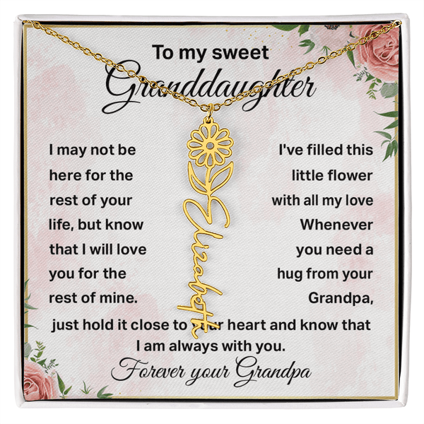 To My Granddaughter - Personalized Birth Flower Name Necklace - The Love Sparkle