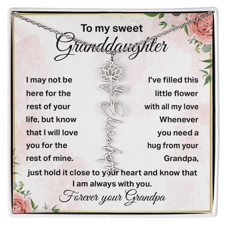 To My Granddaughter - Personalized Birth Flower Name Necklace - The Love Sparkle
