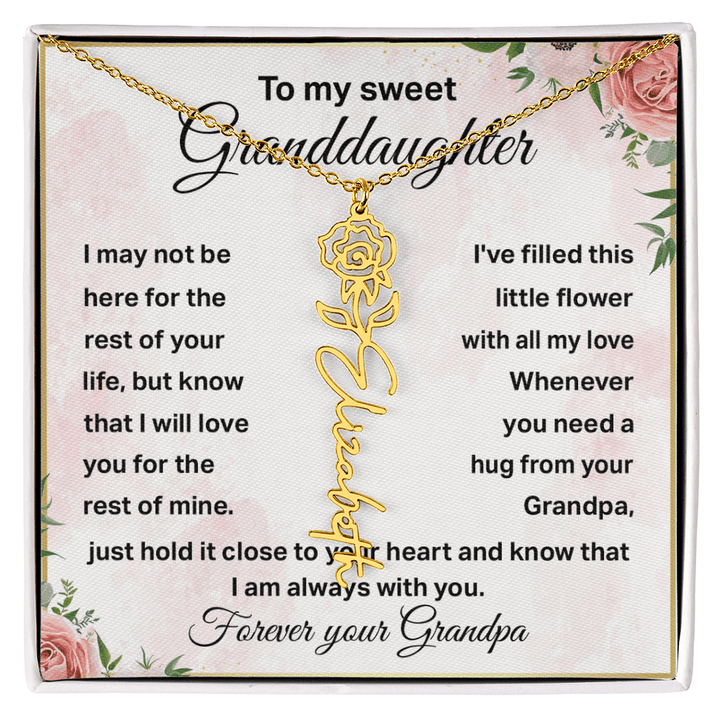 To My Granddaughter - Personalized Birth Flower Name Necklace - The Love Sparkle