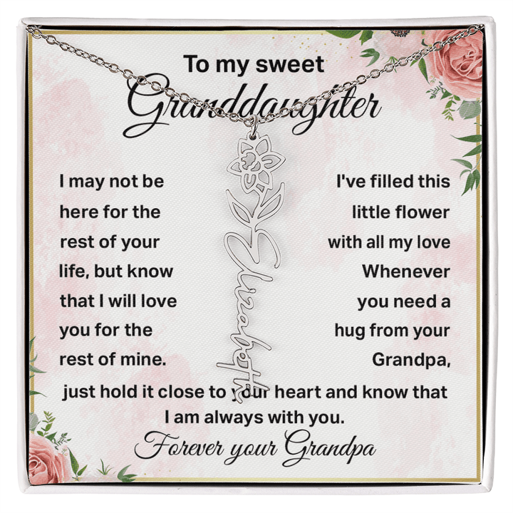 To My Granddaughter - Personalized Birth Flower Name Necklace - The Love Sparkle
