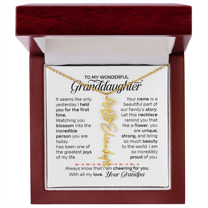To My Granddaughter - Personalized Birth Flower Name Necklace - The Love Sparkle