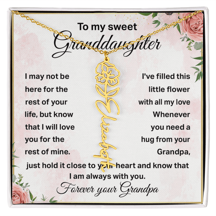 To My Granddaughter - Personalized Birth Flower Name Necklace - The Love Sparkle