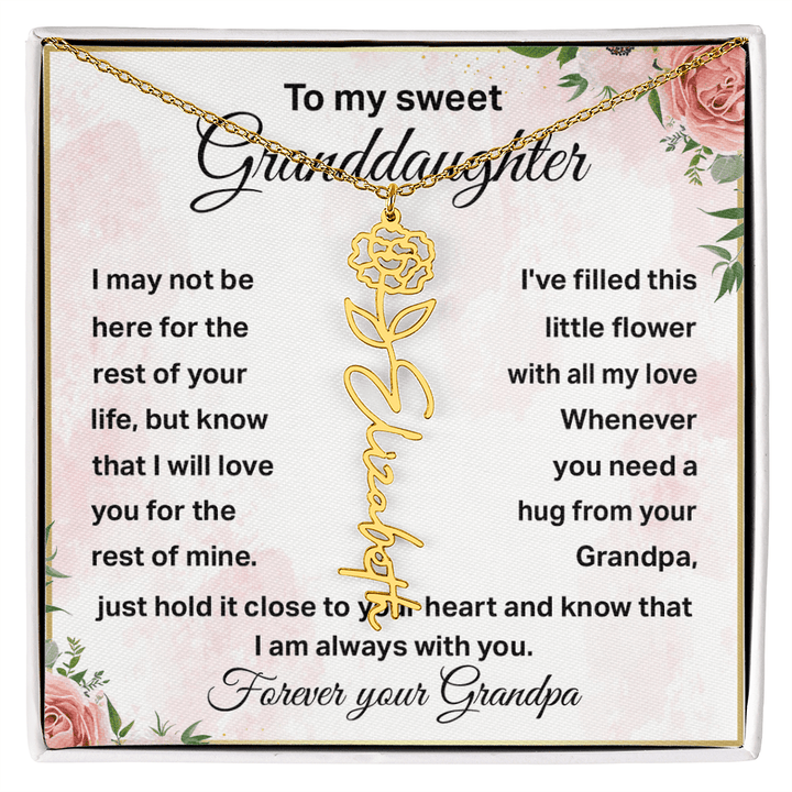 To My Granddaughter - Personalized Birth Flower Name Necklace - The Love Sparkle
