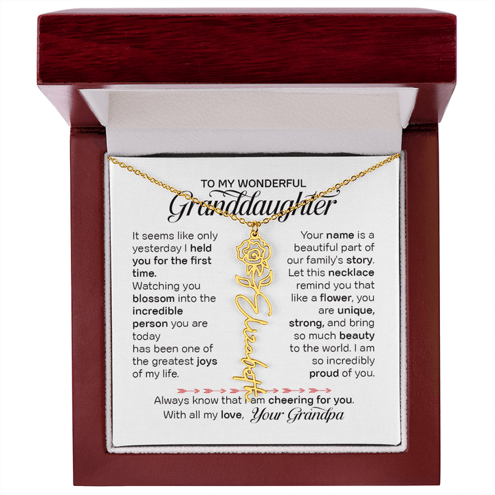 To My Granddaughter - Personalized Birth Flower Name Necklace - The Love Sparkle