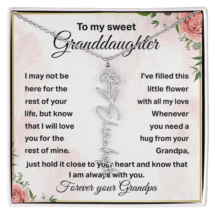 To My Granddaughter - Personalized Birth Flower Name Necklace - The Love Sparkle