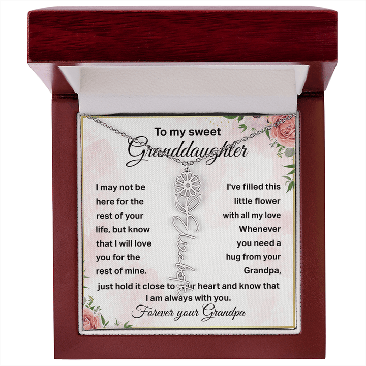 To My Granddaughter - Personalized Birth Flower Name Necklace - The Love Sparkle