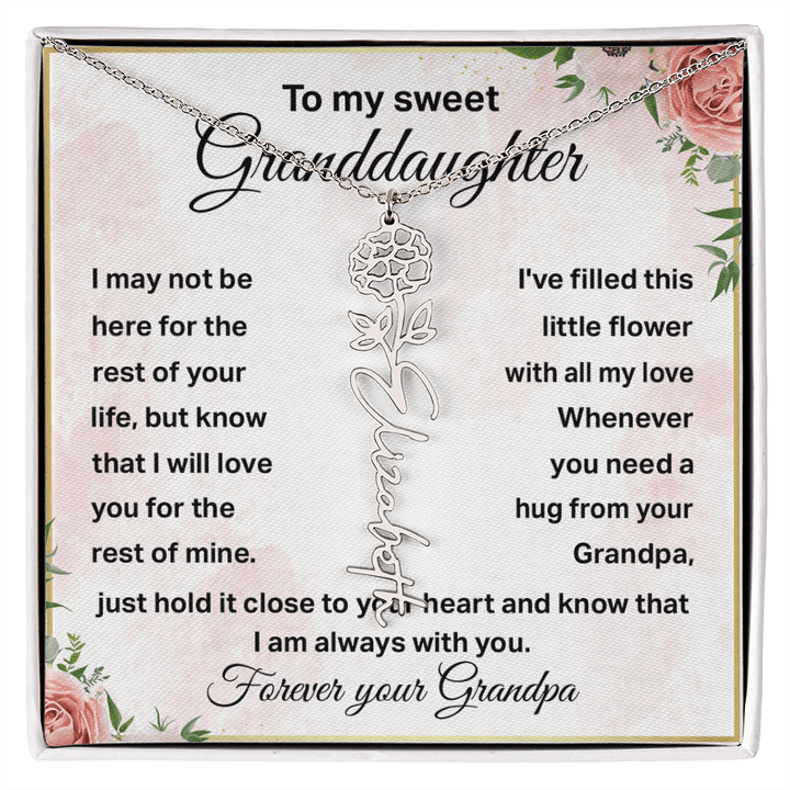 To My Granddaughter - Personalized Birth Flower Name Necklace - The Love Sparkle