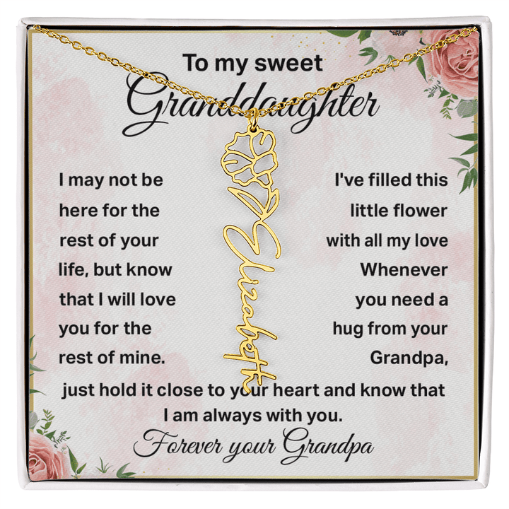 To My Granddaughter - Personalized Birth Flower Name Necklace - The Love Sparkle
