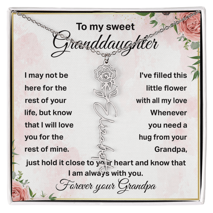 To My Granddaughter - Personalized Birth Flower Name Necklace - The Love Sparkle