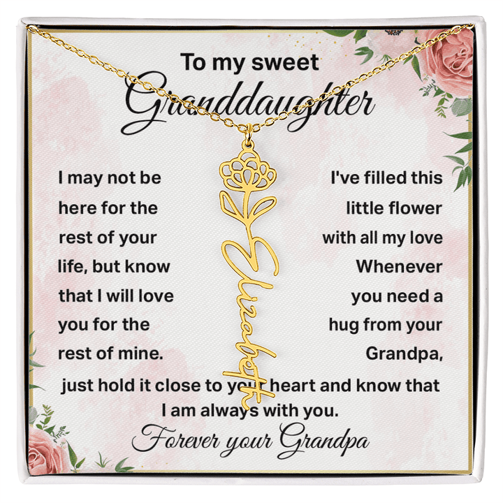 To My Granddaughter - Personalized Birth Flower Name Necklace - The Love Sparkle