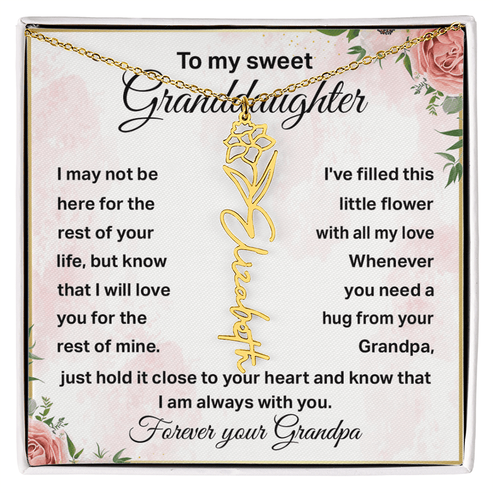 To My Granddaughter - Personalized Birth Flower Name Necklace - The Love Sparkle