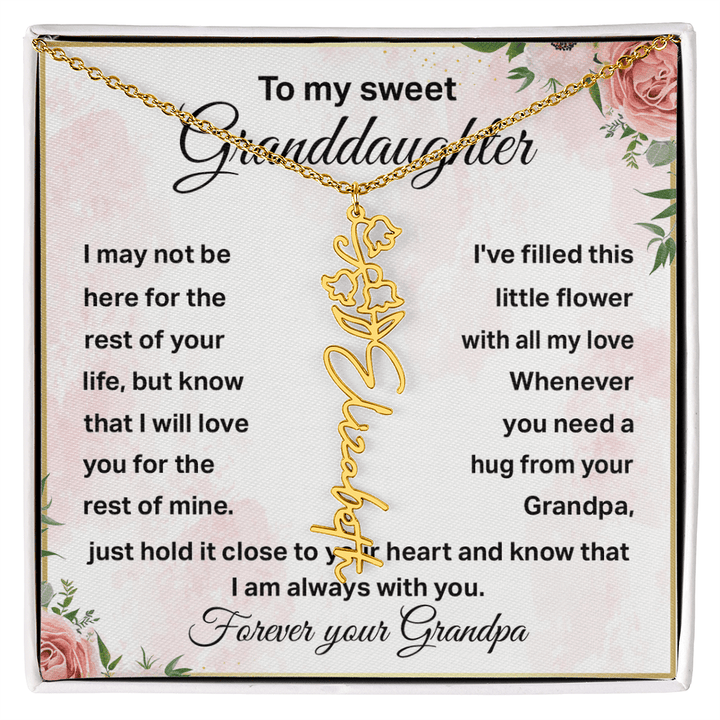 To My Granddaughter - Personalized Birth Flower Name Necklace - The Love Sparkle