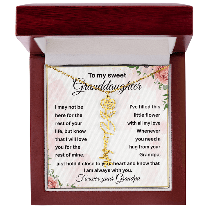 To My Granddaughter - Personalized Birth Flower Name Necklace - The Love Sparkle