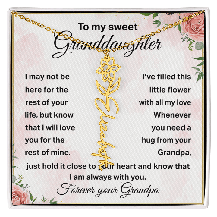 To My Granddaughter - Personalized Birth Flower Name Necklace - The Love Sparkle