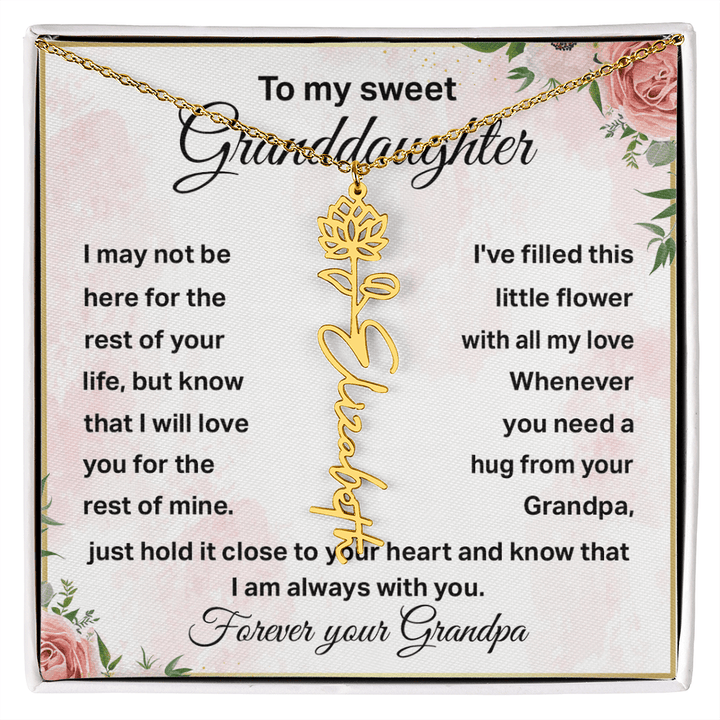 To My Granddaughter - Personalized Birth Flower Name Necklace - The Love Sparkle
