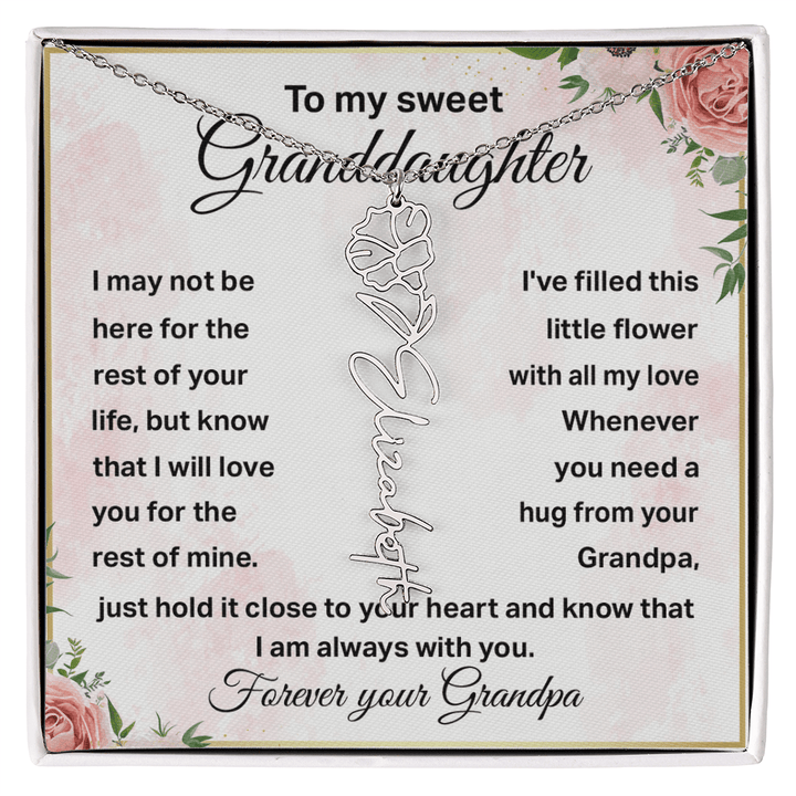 To My Granddaughter - Personalized Birth Flower Name Necklace - The Love Sparkle