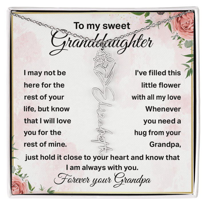 To My Granddaughter - Personalized Birth Flower Name Necklace - The Love Sparkle