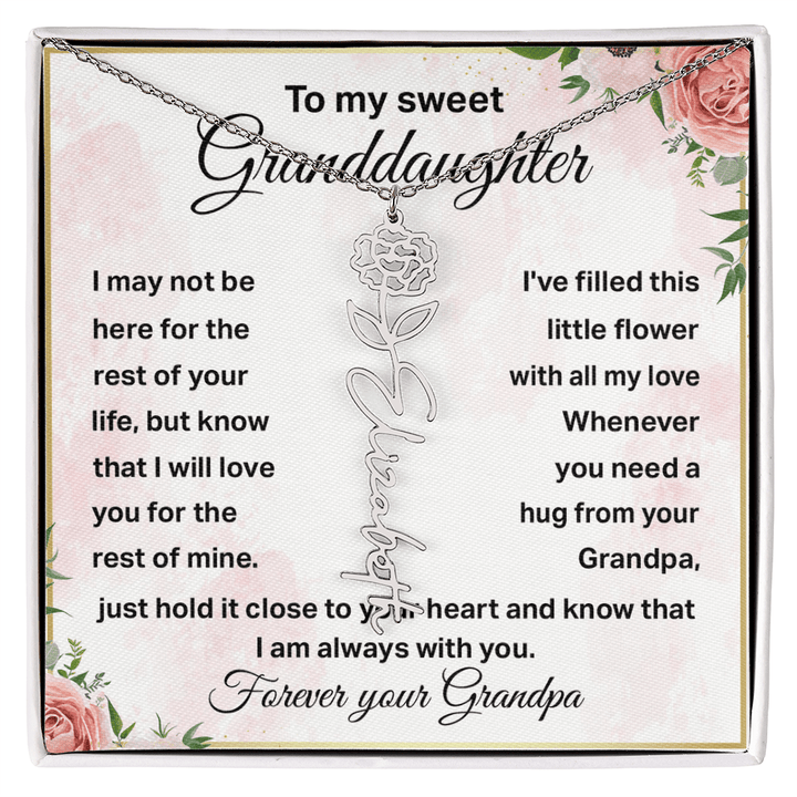 To My Granddaughter - Personalized Birth Flower Name Necklace - The Love Sparkle