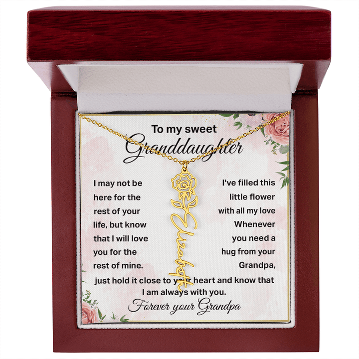 To My Granddaughter - Personalized Birth Flower Name Necklace - The Love Sparkle