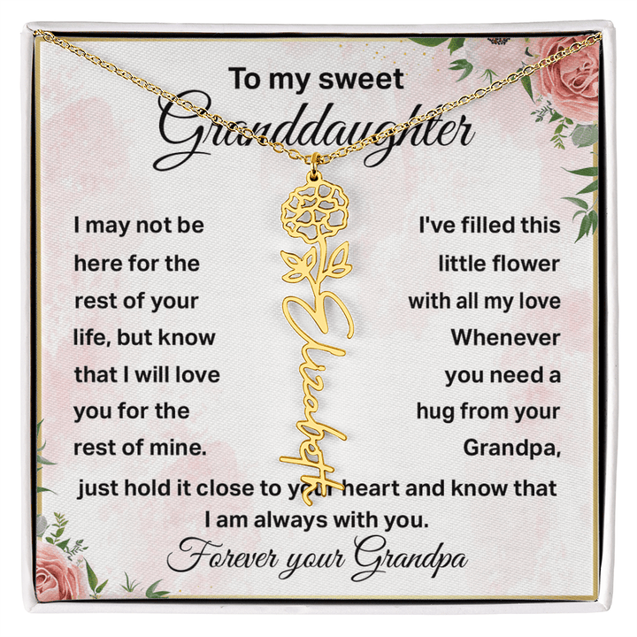 To My Granddaughter - Personalized Birth Flower Name Necklace - The Love Sparkle