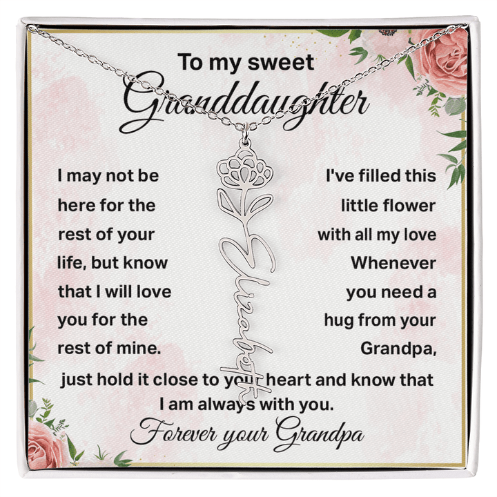 To My Granddaughter - Personalized Birth Flower Name Necklace - The Love Sparkle