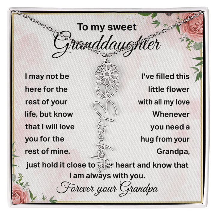To My Granddaughter - Personalized Birth Flower Name Necklace - The Love Sparkle