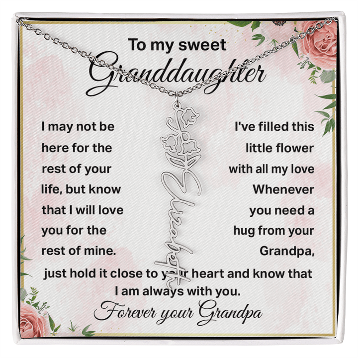 To My Granddaughter - Personalized Birth Flower Name Necklace - The Love Sparkle