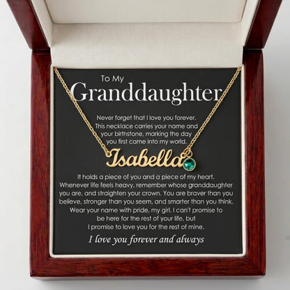 "To My Granddaughter, Straighten Your Crown" Custom Name Necklace with Birthstone – Keepsake Gift - The Love Sparkle