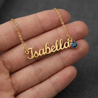 "To My Granddaughter, Straighten Your Crown" Custom Name Necklace with Birthstone – Keepsake Gift - The Love Sparkle