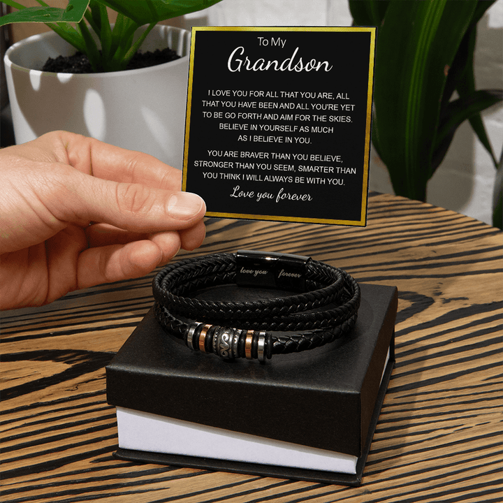To My Grandson - Love You Forever Bracelet - "Braver Than You Believe" - The Love Sparkle