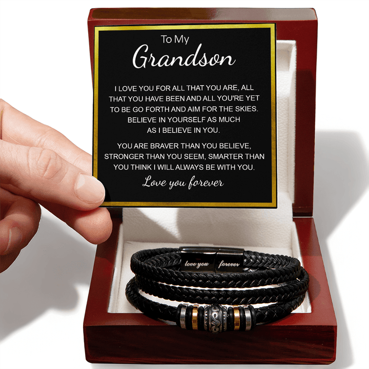 To My Grandson - Love You Forever Bracelet - "Braver Than You Believe" - The Love Sparkle