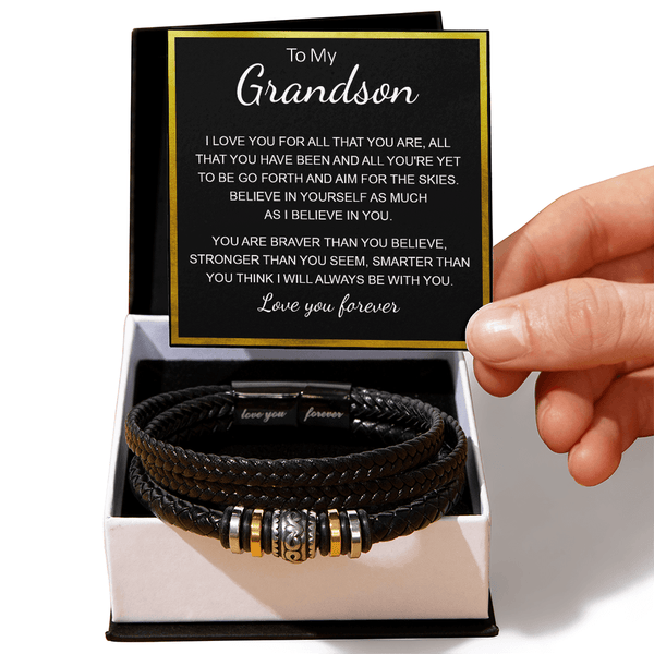To My Grandson - Love You Forever Bracelet - "Braver Than You Believe" - The Love Sparkle