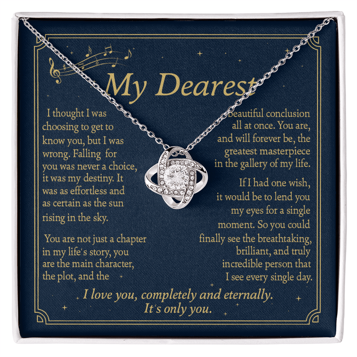 To My Greatest Masterpiece - Love Knot Necklace - Love, Completely and Eternally - The Love Sparkle