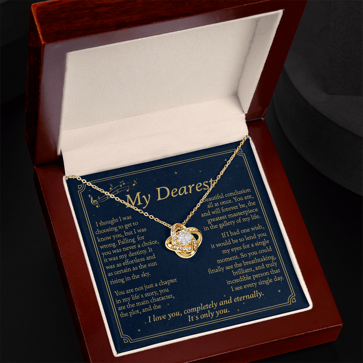 To My Greatest Masterpiece - Love Knot Necklace - Love, Completely and Eternally - The Love Sparkle
